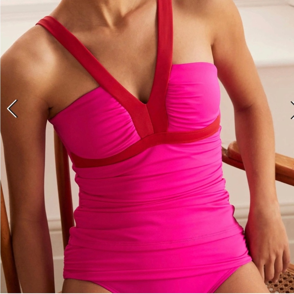 Boden Women's Tankini Top Corsica Style red and hot pink Sz 8 EX condition